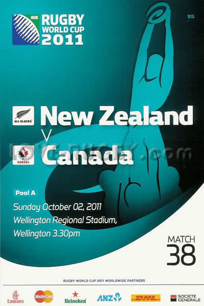 2011 New Zealand v Canada  Rugby Programme